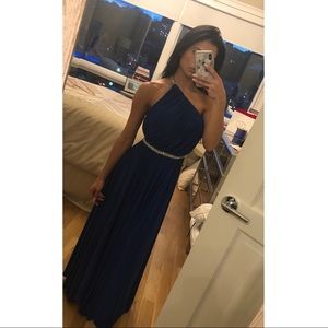 Nicole Bakti 6501 Royal Blue Belted Gown